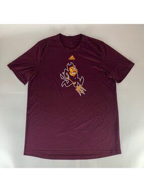 Arizona State Sun Devils NCAA Maroon Adidas Aeroready Athletic Shirt Mens Large